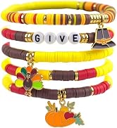 OHOME Fall Outfits for Women 2025 - 6 Pack Thanksgiving Bracelets | Thanksgiving Shirts Dress Paj...