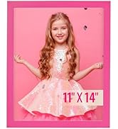 TWING 11x14 Picture Frame Pink, Wall Mounting Pink 11x14 Family Frame with Mat for Gallery Wall D...
