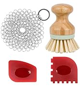 Trumoter Cast Iron Cleaner kit, Pot Cleaning Brushes, Stainless Steel Chainmail Scrubber, Pan Scr...