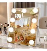 Bearolve Vanity Mirror with Lights, 16"×10" Hollywood Makeup Mirror with 9 Dimmable Bulbs, 3000mA...