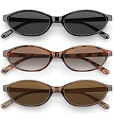 QALLY Retro Oval Womens Sunglasses Cat Eye Sunglasses for Women: Chic 90s Sunnies Lightweight Tre...