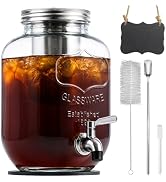 JunVpic Cold Brew Coffee Maker – 128oz / 1 Gallon Wide Mouth, Leakproof Heavy-Duty Glass Pitcher ...