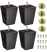 Wood Furniture Legs 3 inch - Sofa Legs Set of 4 Square Couch Legs - Espresso Tapered Feet Replace...
