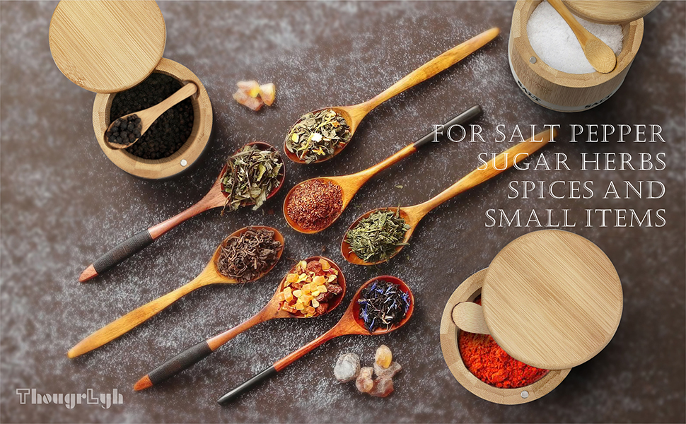 hougrlyh Salt Pepper Sugar Container Set 3 Piece Bamboo Box Sugar Pepper Salt Box with Swivel Lid