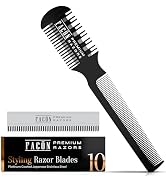 Facón Razor Comb for Hair Cutting - Professional Hair Cutting Comb Kit with 12 Replacement Blades...