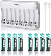 Dlypow U8 8 Bay AA AAA Battery Charger and 8 Pack 2800mAh True High Capacity AA Rechargeable Batt...