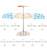 10Pcs Rubber Band Powered Aircraft Airplane Model Wood Airplane Kits Throwing Glider Toy for Outd...