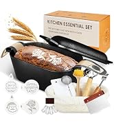 Cast Iron Sourdough Loaf Pan with Lid, Oval Dutch Oven for Bread Baking, Pre-Seasoned Sourdough B...