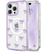 EYZUTAK Magnetic Case for iPhone 16 Pro Max, Compatible with MagSafe, Clear Cute Ribbon Bowknot A...