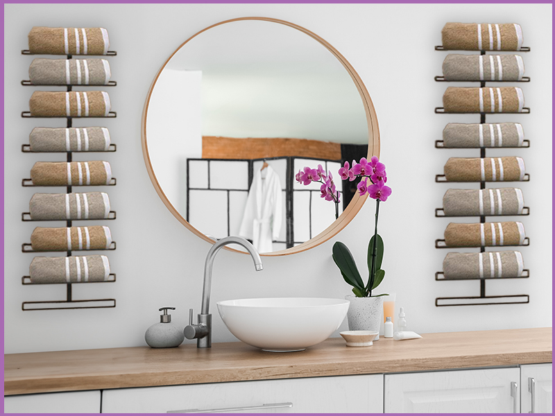 Bathroom Towel Holder Set Store nine of your favorite hand towels Sorbus Bathroom Wall Storage Rack