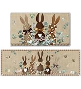 InIsaJace Easter Kitchen Mats Set of 2, Rustic Bunny Bow Kitchen Rugs Non Slip for Floor, Easter ...