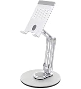 Vearstie Aluminum Tablet Phone Stand, 360° Rotating Base, Height Adjustable Ergonomic Sit Stand D...