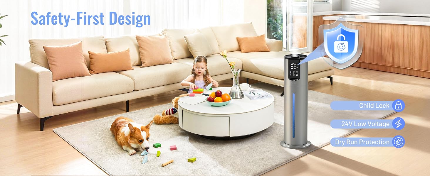 Humidifiers for bedroom, Humidifiers large room up to 500 sq ft, Easy to Clean Humidifier