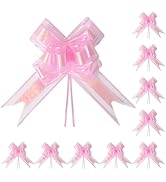 TIMESEEK 24PCS Blush Pink Pull Bows for Gift Wrapping, 6" Large Pre-Tied Decorative Bows for Chri...