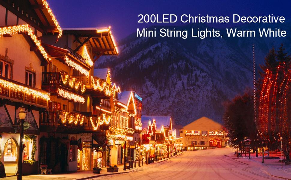 200LED Christmas Decorative Mini String Lights, Warm White