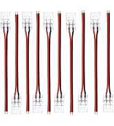 LightingWill LED Connectors 2Pin 8mm, 10 PCS Pigtail Connector Transparent Solderless, LED Tape L...