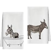 LSJEHTQ Bath Towels Set of 2, Cute Funny Donkey Dish Towel for Bathroom Spa Kitchen, Bathing Donk...