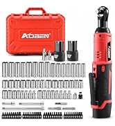 AOBEN 3/8-Inch Cordless Ratchet Wrench Kit for Auto Repair and DIY | 12V, 280 RPM, 46 Metric and ...