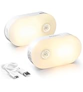 Lyridz Rechargeable Battery Night Light with Motion Sensor, Portable Mini Warm White LED Stick-on...