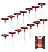 C&T 14-Piece T-Handle Allen Wrench Set, Metric & SAE, Long Arm Hex Keys with Storage Box – Profes...