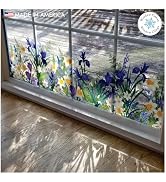 Botanical Springtime Flower Window Cling Decal. Crocuses, Ferns, Daffodils, Snowdrops. Home Decor...