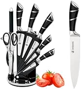 Knife Set, 9-Piece Black Professional Kitchen Knife Set for Chef, Super Sharp Knife Set with Acry...