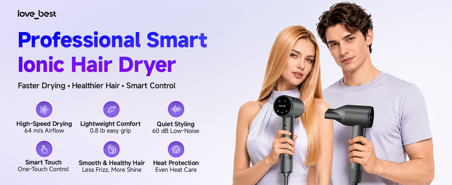love best smart ionic hair dryer for faster drying and smoother hair