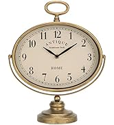 NIKKY HOME Antique Table Clock, Gold Retro Desk Clock with Silent-Non-Ticking Battery Operated Ru...