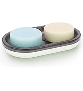 Soap Dish with Draining Rack, Holds up to Two 5oz or One 10oz Bars, Black/White (Black & White)