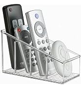 Dinceer Clear TV Remote Control Holder, PET Remote Caddy with 4 Compartments, Mini Desktop Organi...