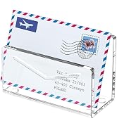 FUCDTEFC Acrylic Mail Holder, Clear Acrylic File Letter Organizer, Vertical Envelope Mail Holder ...