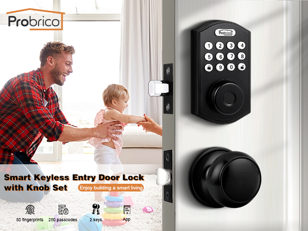 black smart door lock