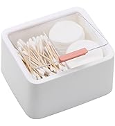 Tecbeauty 2 Slot Cotton Swab Ball Qtip Holder Jar Plastic Container Dispenser Box with Hinged Lid...