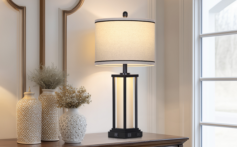 black bedside lamp