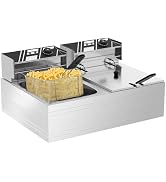 22.8QT Electric Deep Fryer with 2 Baskets & Lids, Commercial Deep Fryer with Temperature Control,...