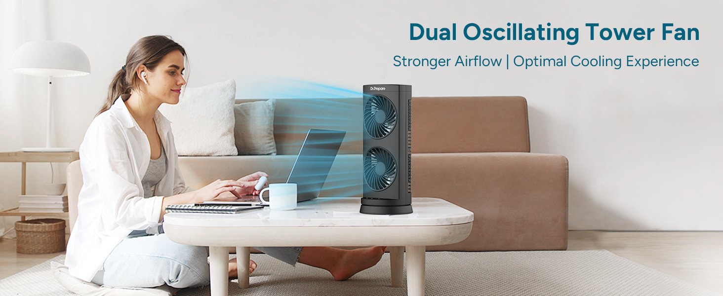 Dual Oscillating Tower Fan