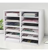 SONGWAY Desk Paper Storage Organizer - 12-Slot Literature Organizer with Adjustable Shelves, Coun...