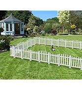 Windscreen4less Outdoor Vinyl Picket Fence Panels Decorative PVC Barrier Fencing for Porch Patio ...
