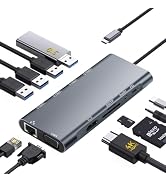 USB C Hub Multiport Adapter, 11 in 1 USB C Docking Station with 4K HDMI, 1080P VGA, 100W PD, USB ...