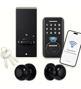 BAMoONE Smart Wi-Fi Fingerprint Deadbolt and Passage Knob Set, Matte Black | Fingerprint, Keypad,...