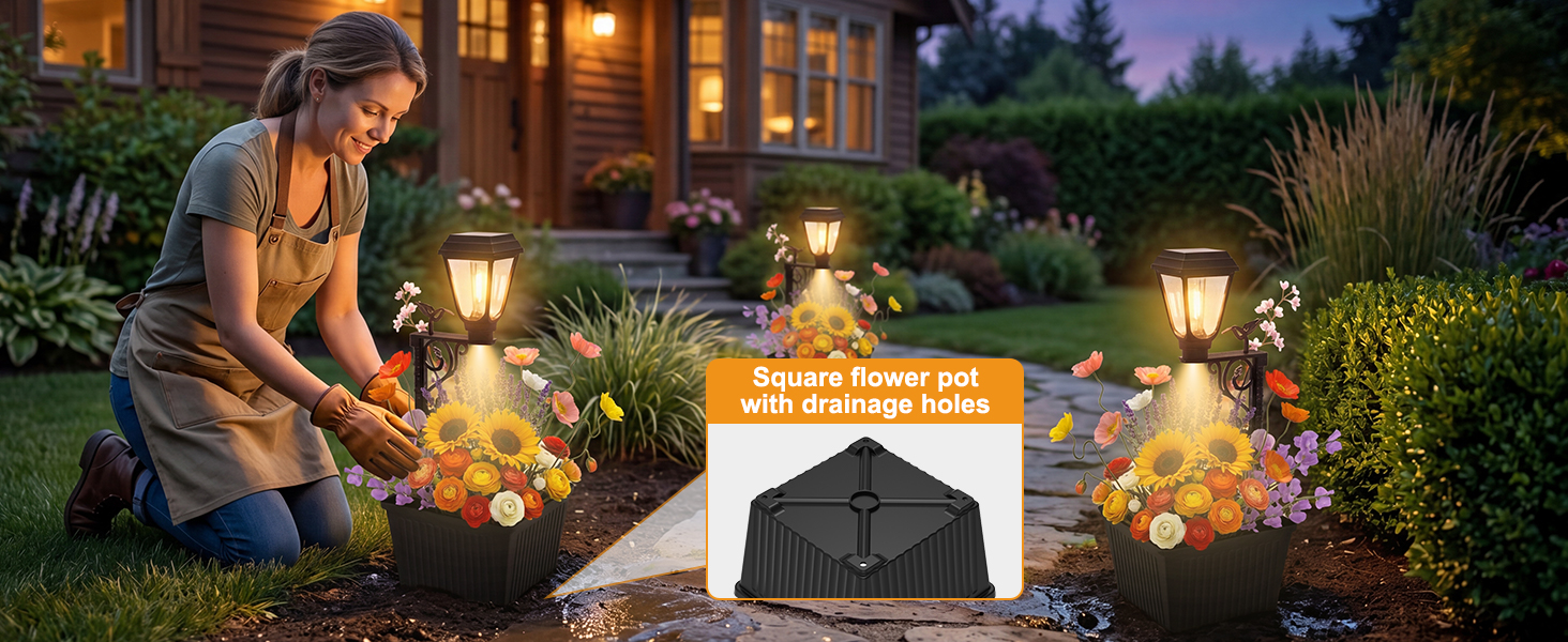 Solar Lamp Post with Planter