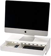 YAMAZAKI Home Tower Monitor Stand With Drawer – Monitor Riser With Storage, Desk Monitor Stand Wi...