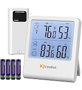 Indoor Outdoor Thermometer Hygrometer, Wireless Digital Temperature & Humidity Monitor with Outdo...