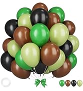 Dark Green Brown Balloons, 12 Inchs Avocado Sage Green Black Latex Balloons for Boys Kids Video T...