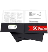 Zzrywuty 50 Packs Two Pocket File Folders with Business Card Slot,Textured Paper,Letter Size,Hold...