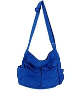 Canvas Messenger Bag Large Hobo Crossbody Bag with Multiple Pockets Casual Shoulder Tote Bag for ...