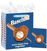 Loveinside Baseball Gift Bag for Kids Boys, Sports Theme Gift Bag with Glove, Bat & Ball Design, ...