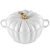 Le Creuset Enameled Cast Iron Signature Pumpkin Cocotte, 4 qt., White