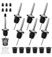 BALTRE 6PCS Bottle Pourer with Adapters, Oil Pourer Spout with Rubber Dust Caps, Stainless Steel ...