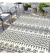 Waterproof Outdoor Rug 5x8ft, Bohemia Reversible Plastic Straw Mat for Patio RV Deck Porch Backya...
